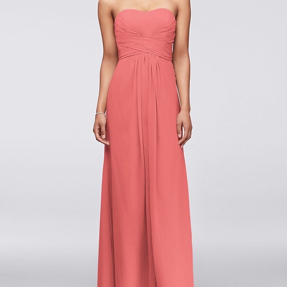 David’s Bridal Long Strapless Chiffon Dress